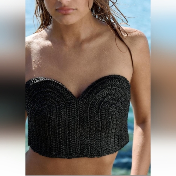 Zara Tops - Zara Crochet Corset With Side Elastic Detail